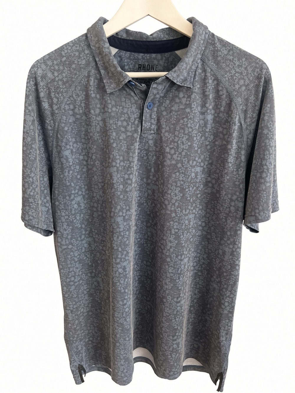 RHÔNE Blue Floral Polo Shirt XL - Picture 2 of 6